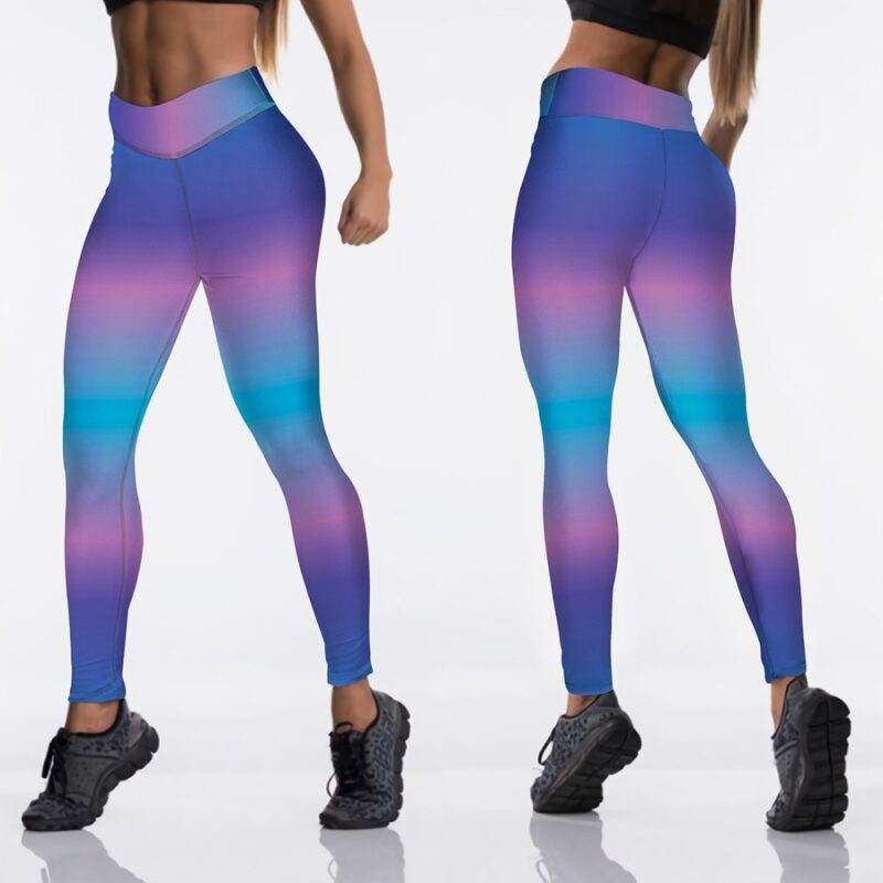 Qickitout 12%spandex Sexy High Waist Elasticity Women Digital Printed Leggings Push Up Strength Pants
