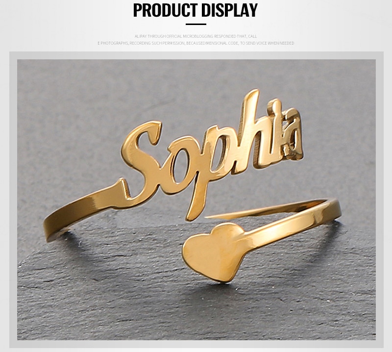 Adjustable Custom Ring Personalized Letter Heart Name Rings Stainless Steel Love Wedding Ring for Women Anniversary Jewelry