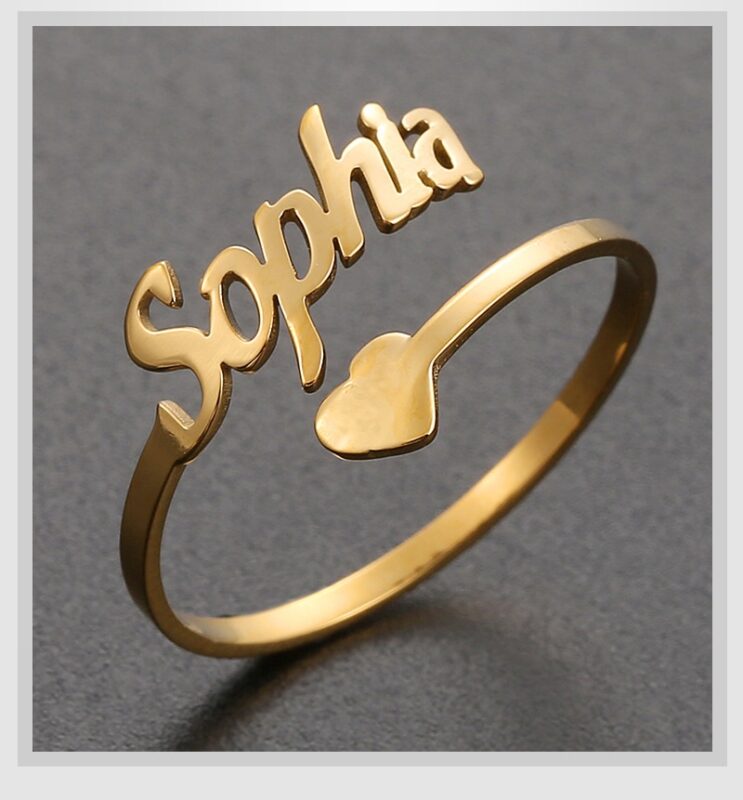 Adjustable Custom Ring Personalized Letter Heart Name Rings Stainless Steel Love Wedding Ring for Women Anniversary Jewelry