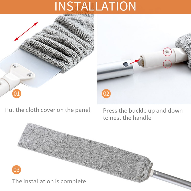 Long handle Bedside Dust Brush Mop Flexible Dust Brush for Sofa Gap Extensible Dust Cleaner Household Cleaning Tools