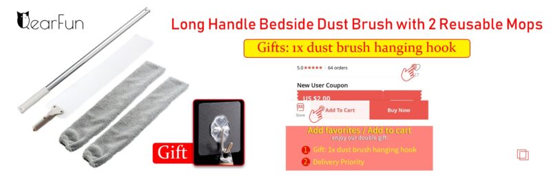 Long handle Bedside Dust Brush Mop Flexible Dust Brush for Sofa Gap Extensible Dust Cleaner Household Cleaning Tools