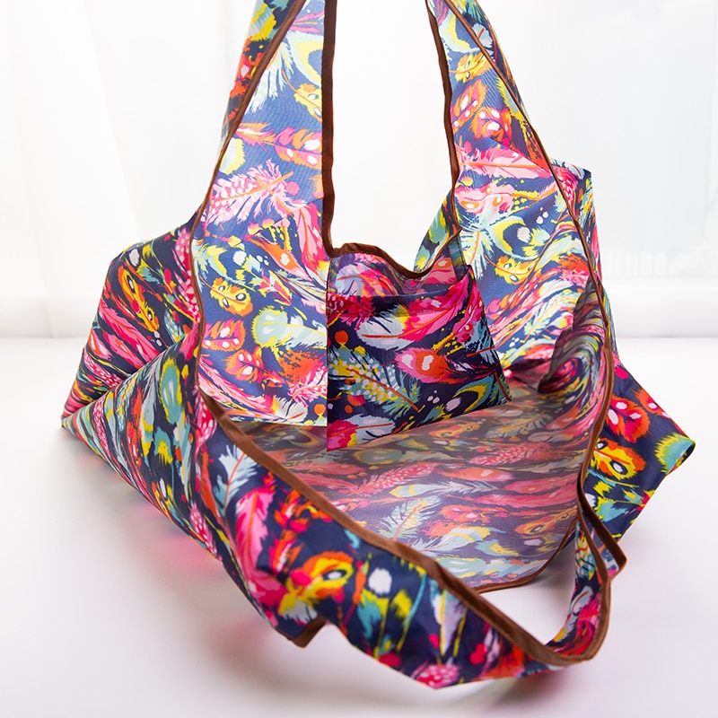 Big Size Thick Nylon Large Tote ECO Reusable Polyester Portable Shoulder Women's Handbags Folding Pouch Shopping Bag Foldable