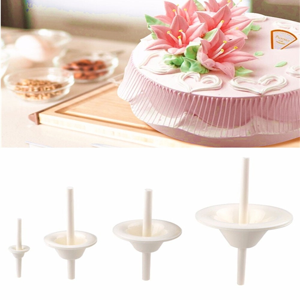 4pcs/set Lily Shape Cupcake Stand Icing Cream Cake Flower Needle Nail Baking Tools Cake Decorating Tool