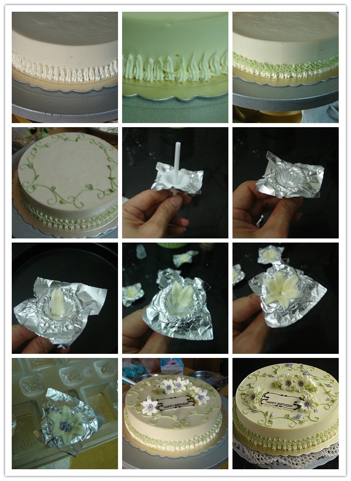 4pcs/set Lily Shape Cupcake Stand Icing Cream Cake Flower Needle Nail Baking Tools Cake Decorating Tool