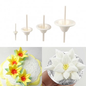 Lily Shape Cupcake Stand Icing Cream Cake Flower Needle Nail Baking Tools Cake Decorating Tool 4pcs/set