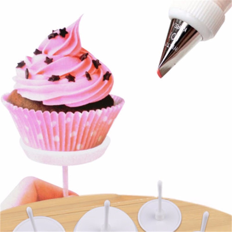 4PCS Sugarcraft Cupcake Cake Stand Icing Cream Flower Decorating Nail Set Tool