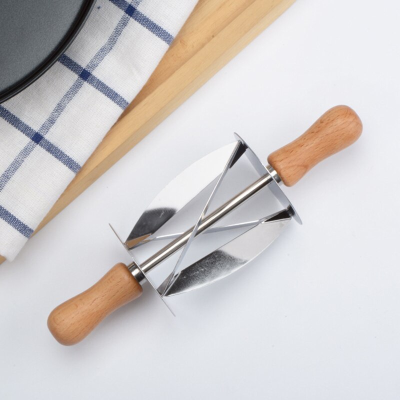 Stainless Steel Rolling Pin Dough Cutter Pastry Baking Croissant Bread Knife Kitchen Christmas Party Decorating Tools