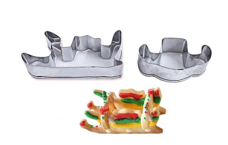 Cookie Cutters 8 pc Christmas Stainless Steel 3D Stereo Cookies Printed Cake Mold Baking Tools