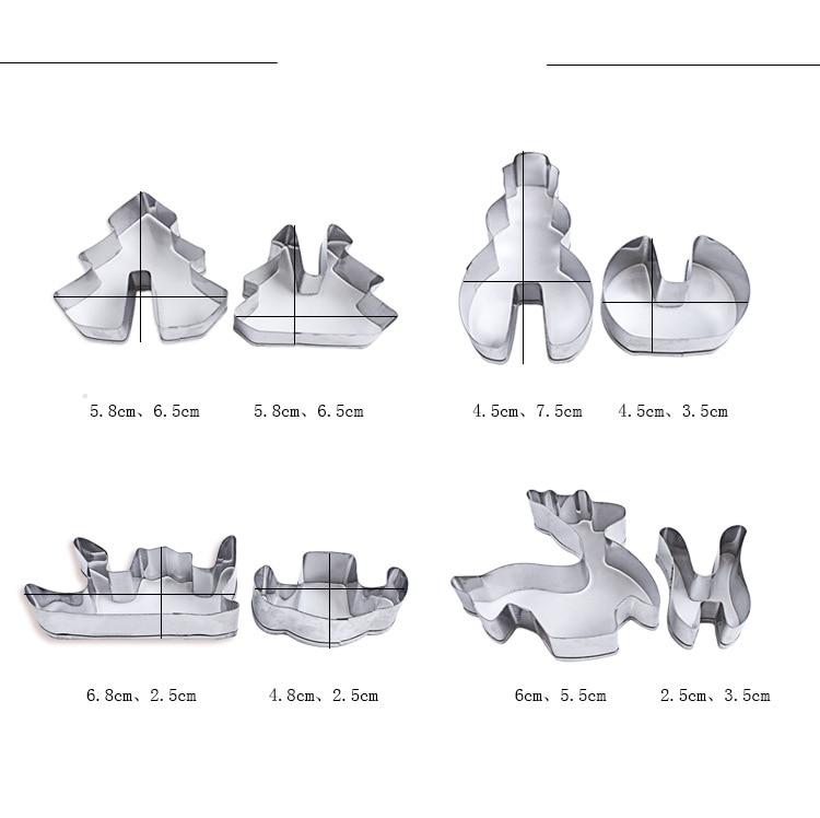 Cookie Cutters 8 pc Christmas Stainless Steel 3D Stereo Cookies Printed Cake Mold Baking Tools