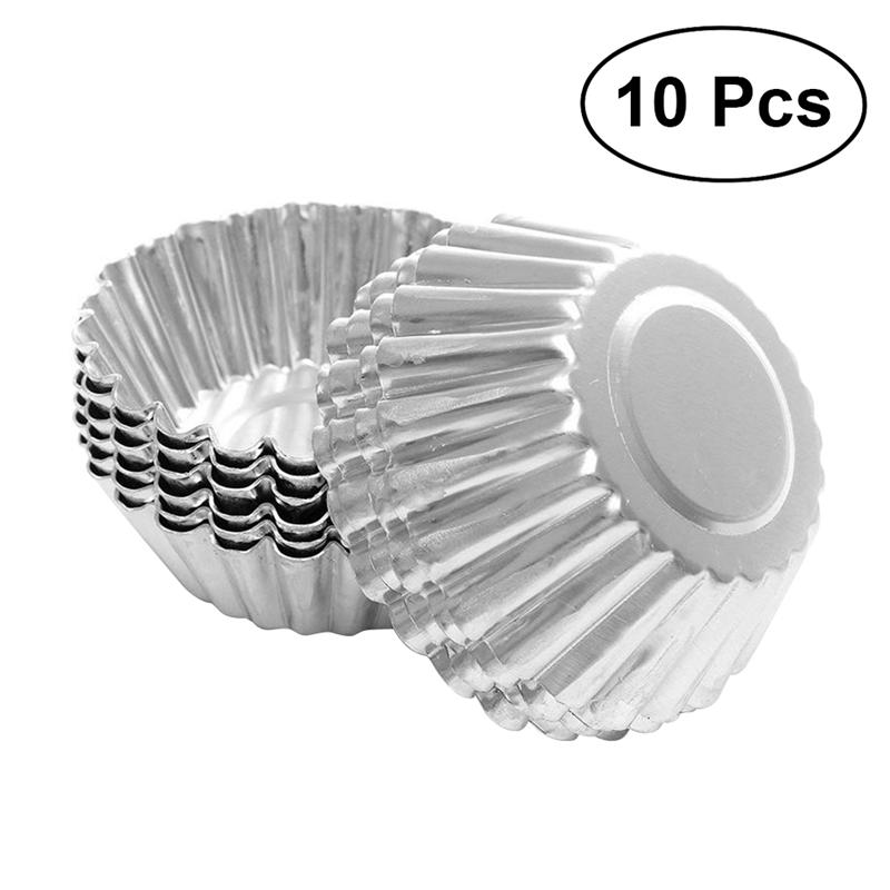 Nonstick Ripple Aluminum Alloy Egg Tart Mold Flower Shape Reusable Cupcake and Muffin Baking Cup Tartlets Pans 10pcs