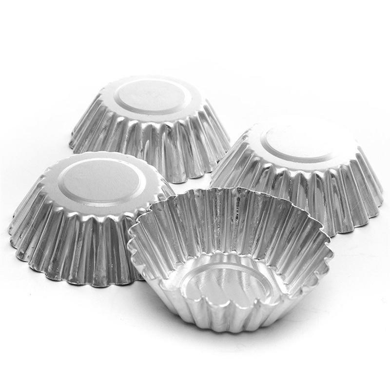 Nonstick Ripple Aluminum Alloy Egg Tart Mold Flower Shape Reusable Cupcake and Muffin Baking Cup Tartlets Pans 10pcs