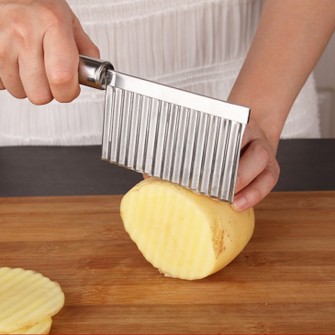 Stainless Steel Wave Potato Chip Slicer Dough Vegetable Fruit Crinkle Wavy Slicer Knife Potato Cutter Chopper Fry Maker