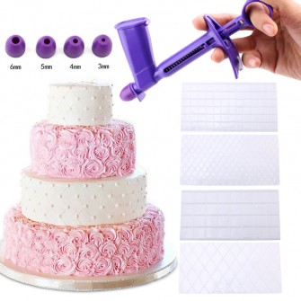 Grid Transparent Texture Mat Fondant Cake Plaid Embossed Baking Texture Decoration Mold Cake Tools 4pcs/Set