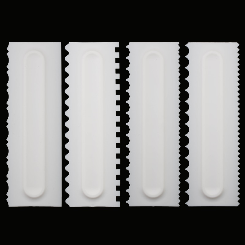 Cake Decorating Comb Cake Scraper Smoother Cream Decorating Pastry Icing Comb Fondant Spatulas Baking Pastry Tools 4Pcs/Set