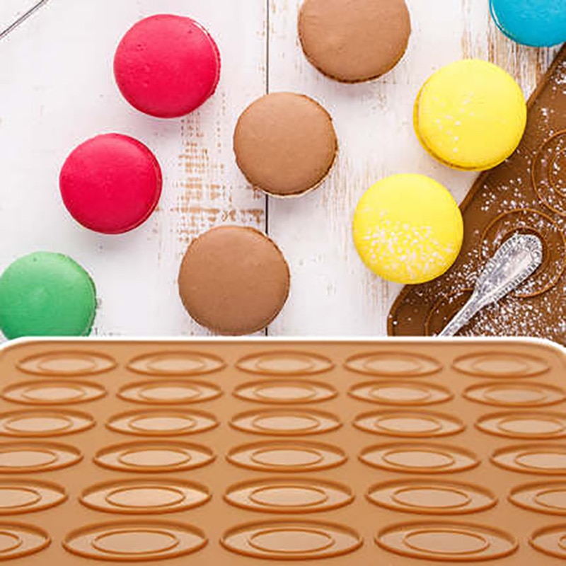 Macaron silicone pad baking mat Round Shape Baking Pad DIY Cake Dessert Oven Liner baking tools for cakes 48 Hole 38*28cm