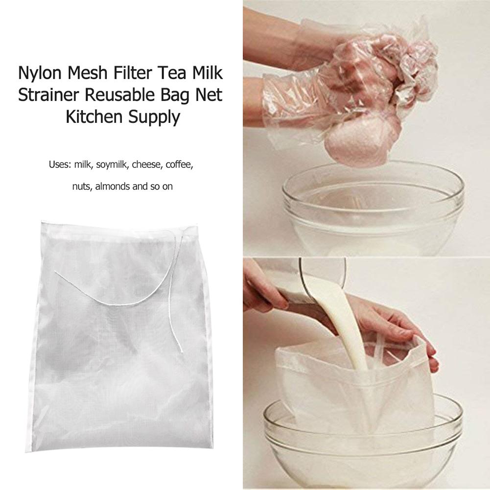 Nut Milk Bag Reusable Almond Milk Bag Strainer Fine Mesh Nylon Cheesecloth Cold Brew Coffee Filter 20X30cm