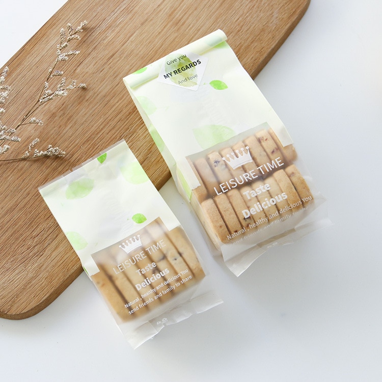 50pcs Wedding Candy Cookie Gift Bag Self Stand Holder Cupcake Biscuit Hand Made DIY Christmas Plastic Packaging Bags
