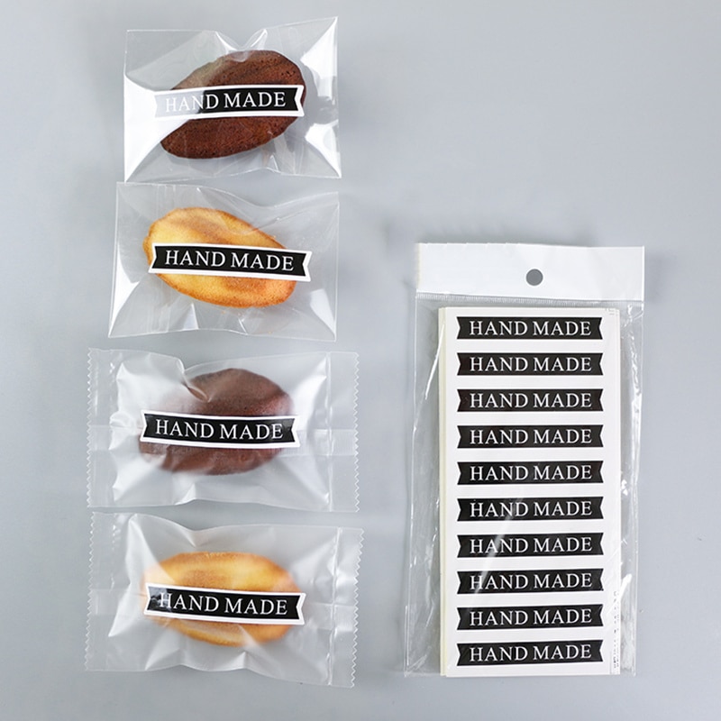 50pcs Wedding Candy Cookie Gift Bag Self Stand Holder Cupcake Biscuit Hand Made DIY Christmas Plastic Packaging Bags