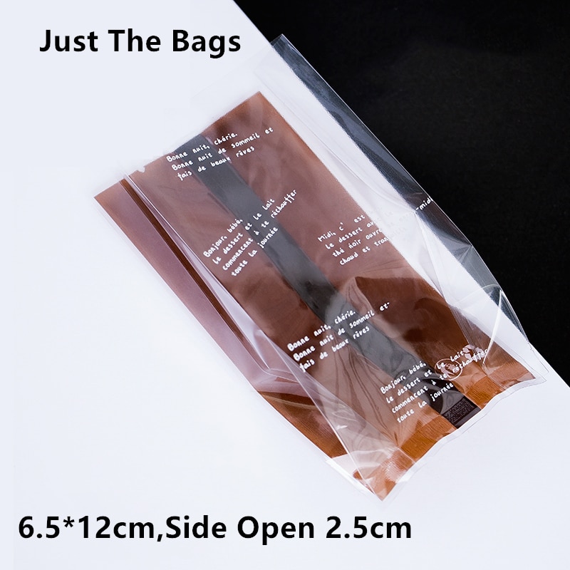 50pcs Wedding Candy Cookie Gift Bag Self Stand Holder Cupcake Biscuit Hand Made DIY Christmas Plastic Packaging Bags