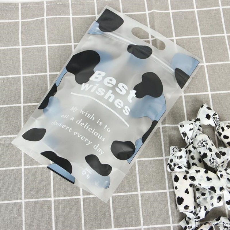 10pcs Nougat Candy Plastic Zippe Bags Hand Made Cookie Gift Packaging Self Stand Biscuits Chrismas Wedding Favor Bag