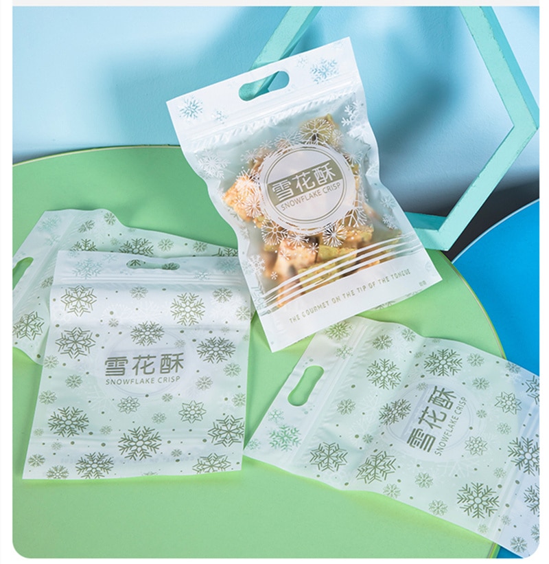 10pcs Nougat Candy Plastic Zippe Bags Hand Made Cookie Gift Packaging Self Stand Biscuits Chrismas Wedding Favor Bag