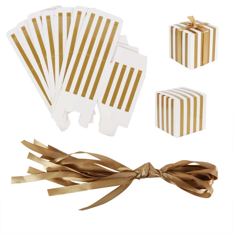 Wedding Decoration Small Gift Box Bulk Candy Boxes with Ribbons Gold Striped Box Party Favors Baby Shower Birthday Supplies Wedding Decoration Small Gift Box Bulk Candy Boxes with Ribbons Gold Striped Box Party Favors Baby Shower Birthday Supplies