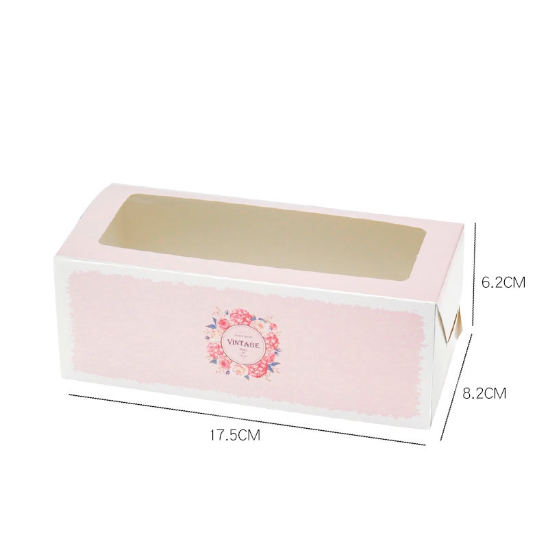 10PCS Omelet Cake Roll Boxes Window Macaron Cupcake Gift Box Wedding Party Candy Cookies Swiss Roll Baking Paper Packaging Box