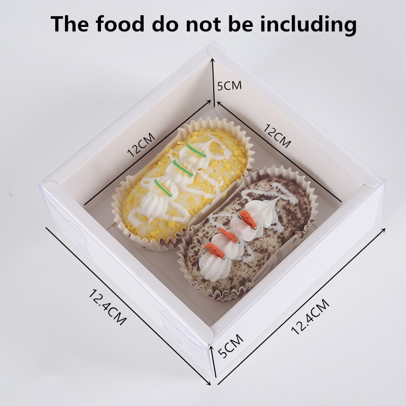 10pcs Cookie Cake Food Paper Box Carton With Transparent Cover Donut Chocolate Birthday Gift Box For Event & Party Favors