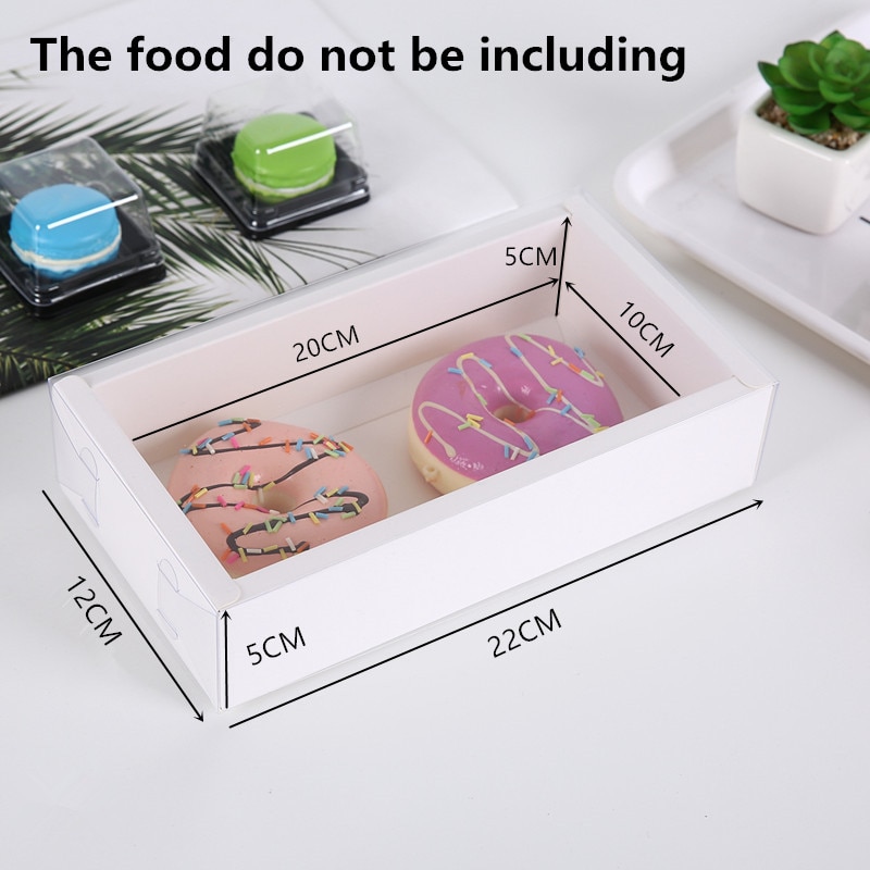 10pcs Cookie Cake Food Paper Box Carton With Transparent Cover Donut Chocolate Birthday Gift Box For Event & Party Favors