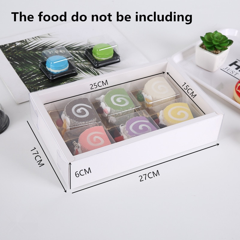 10pcs Cookie Cake Food Paper Box Carton With Transparent Cover Donut Chocolate Birthday Gift Box For Event & Party Favors