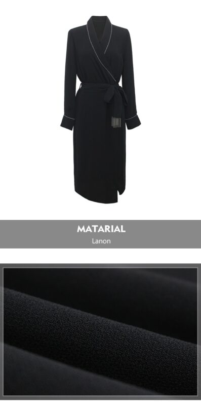 Shiny Vintage Black Sashes Wrap Dress Ladies Long Sleeve Elegant Party Dresses 2020 Spring Autumn Women Clothes Vestidos