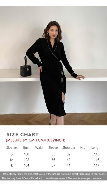 Shiny Vintage Black Sashes Wrap Dress Ladies Long Sleeve Elegant Party Dresses 2020 Spring Autumn Women Clothes Vestidos