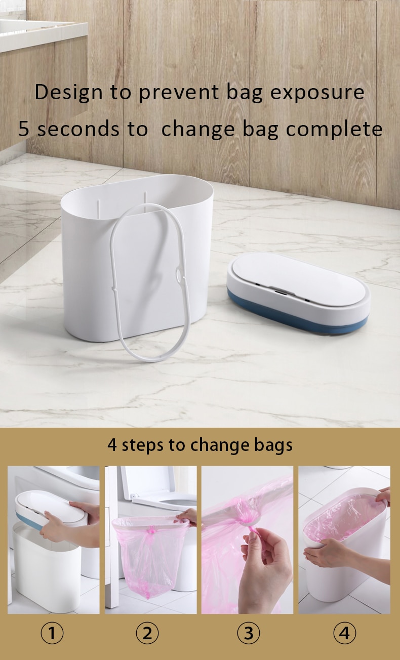 Smart Sensor Trash Can Electronic Automatic Household Bathroom Toilet Waterproof Narrow Seam Smart Sensor Trash Can Electronic Automatic Household Bathroom Toilet Waterproof Narrow Seam