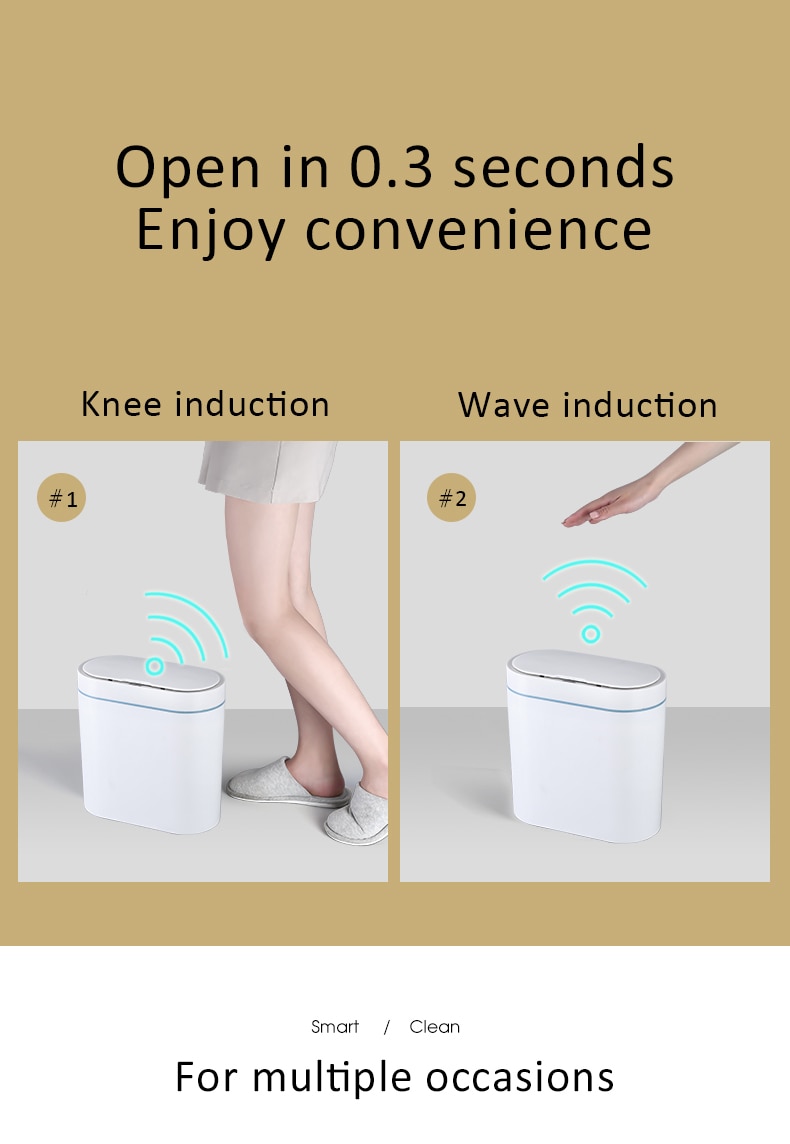 Smart Sensor Trash Can Electronic Automatic Household Bathroom Toilet Waterproof Narrow Seam Smart Sensor Trash Can Electronic Automatic Household Bathroom Toilet Waterproof Narrow Seam