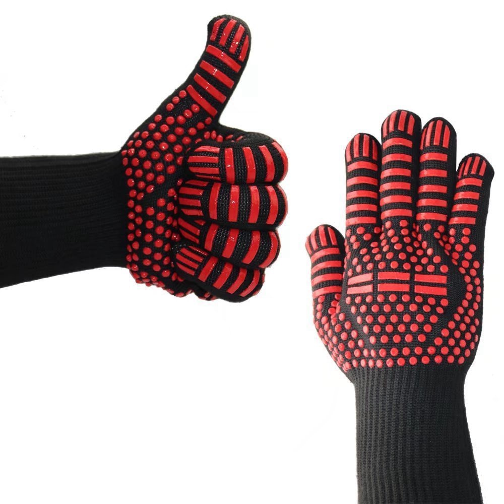 BBQ Glove 300-500 Centigrade Extreme Heat Resistant Silicone Microwave kitchen Gloves Cooking Grill Oven Mitts Gloves