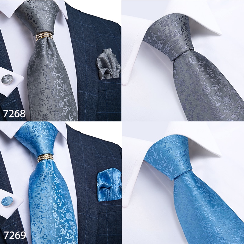Men Tie Gold Blue Red Teal Paisley Solid Floral Quality Wedding Tie For Men Tie Ring Hanky Cufflink Silk Tie Set
