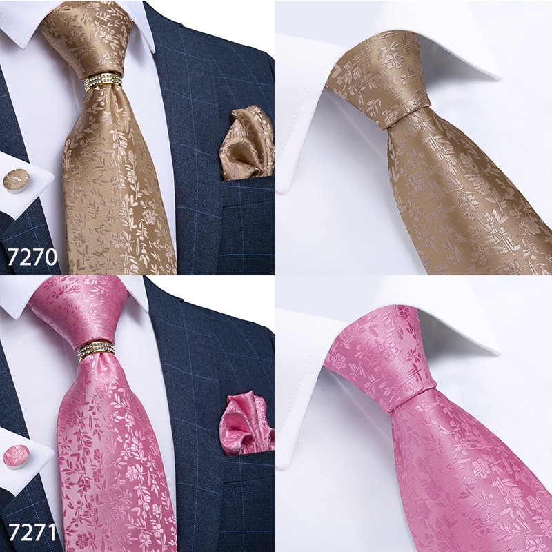 Men Tie Gold Blue Red Teal Paisley Solid Floral Quality Wedding Tie For Men Tie Ring Hanky Cufflink Silk Tie Set