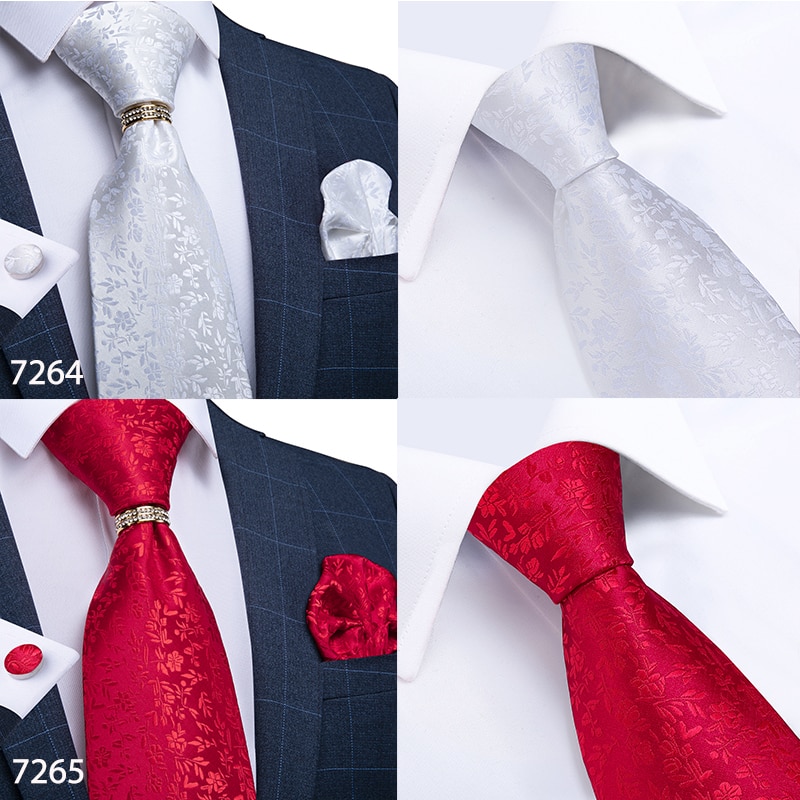 Men Tie Gold Blue Red Teal Paisley Solid Floral Quality Wedding Tie For Men Tie Ring Hanky Cufflink Silk Tie Set
