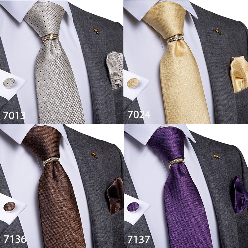 Men Tie Gold Blue Red Teal Paisley Solid Floral Quality Wedding Tie For Men Tie Ring Hanky Cufflink Silk Tie Set