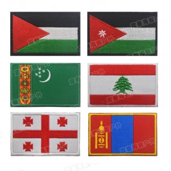 1pc 3D Embroidery Patch Mongolia Georgia Jordan Lebanon Palestine Flag Badge Armor Morale Cap Denim Jacket Backpack Hat Icon
