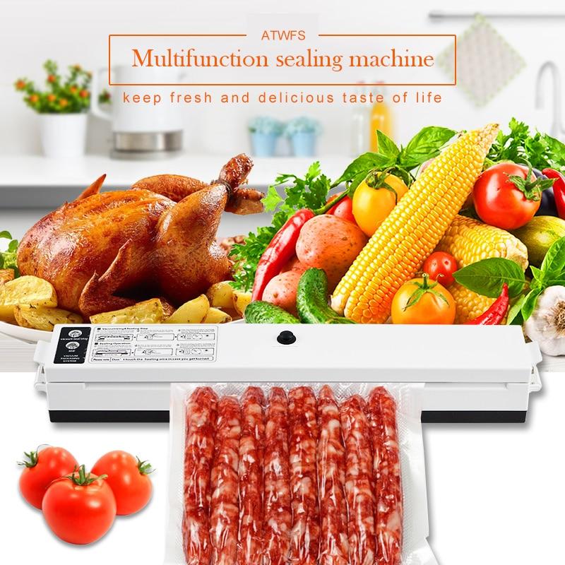 ATWFS Food Vacuum Sealer Storage Packing Sealing Machine Kitchen Vacuum Container Packer Food Saver with 15pcs Vacum Bag