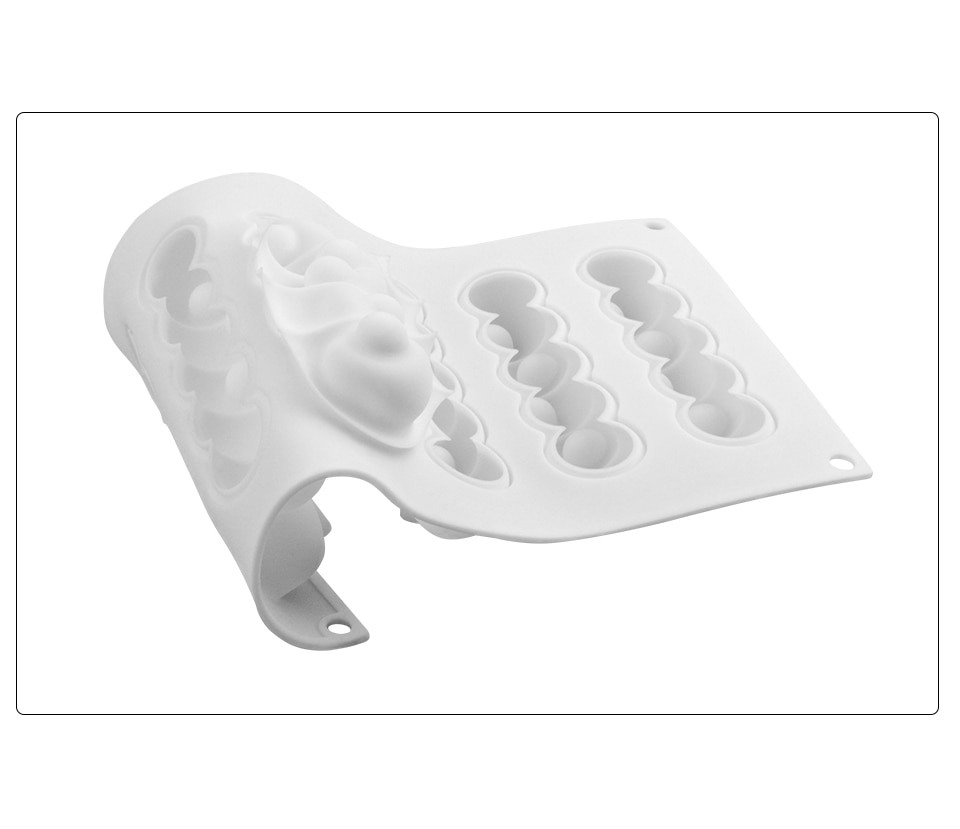 SILIKOLOVE 6-Concave Ball Long Strip-Shaped Silicone Mouse Cake Mold 3d Baking Tools Dessert Decoration Bakeware For Wedding