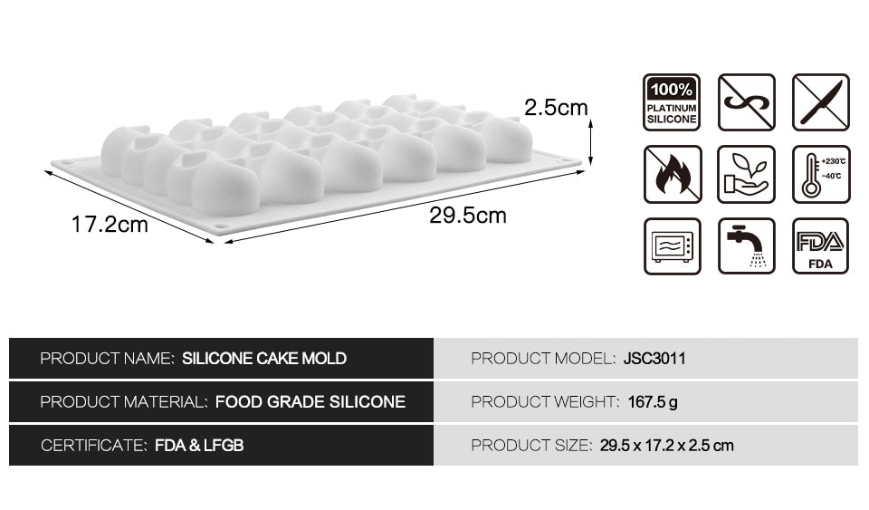 SILIKOLOVE 6-Concave Ball Long Strip-Shaped Silicone Mouse Cake Mold 3d Baking Tools Dessert Decoration Bakeware For Wedding