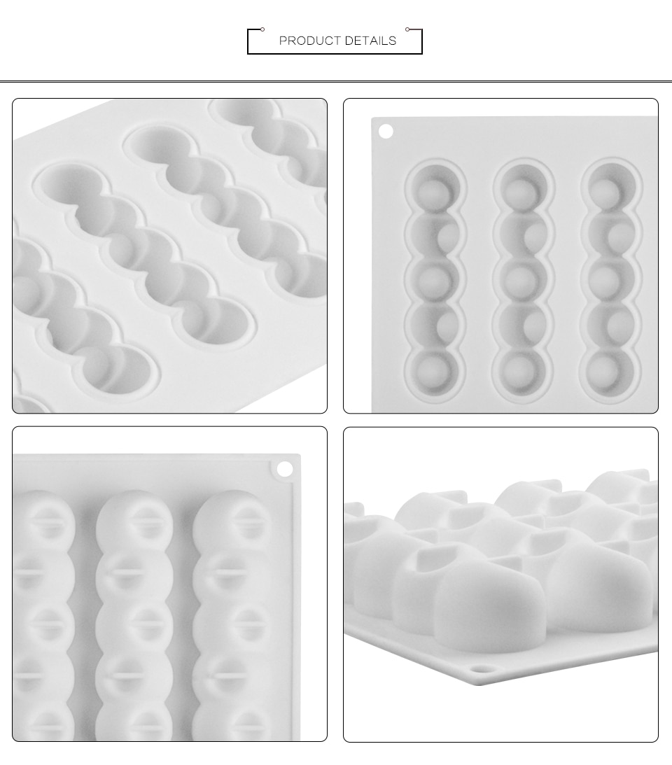 SILIKOLOVE 6-Concave Ball Long Strip-Shaped Silicone Mouse Cake Mold 3d Baking Tools Dessert Decoration Bakeware For Wedding
