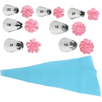 8 Pieces Cake Decorating Tools Set 7 Piece Large Flower Cake Piping