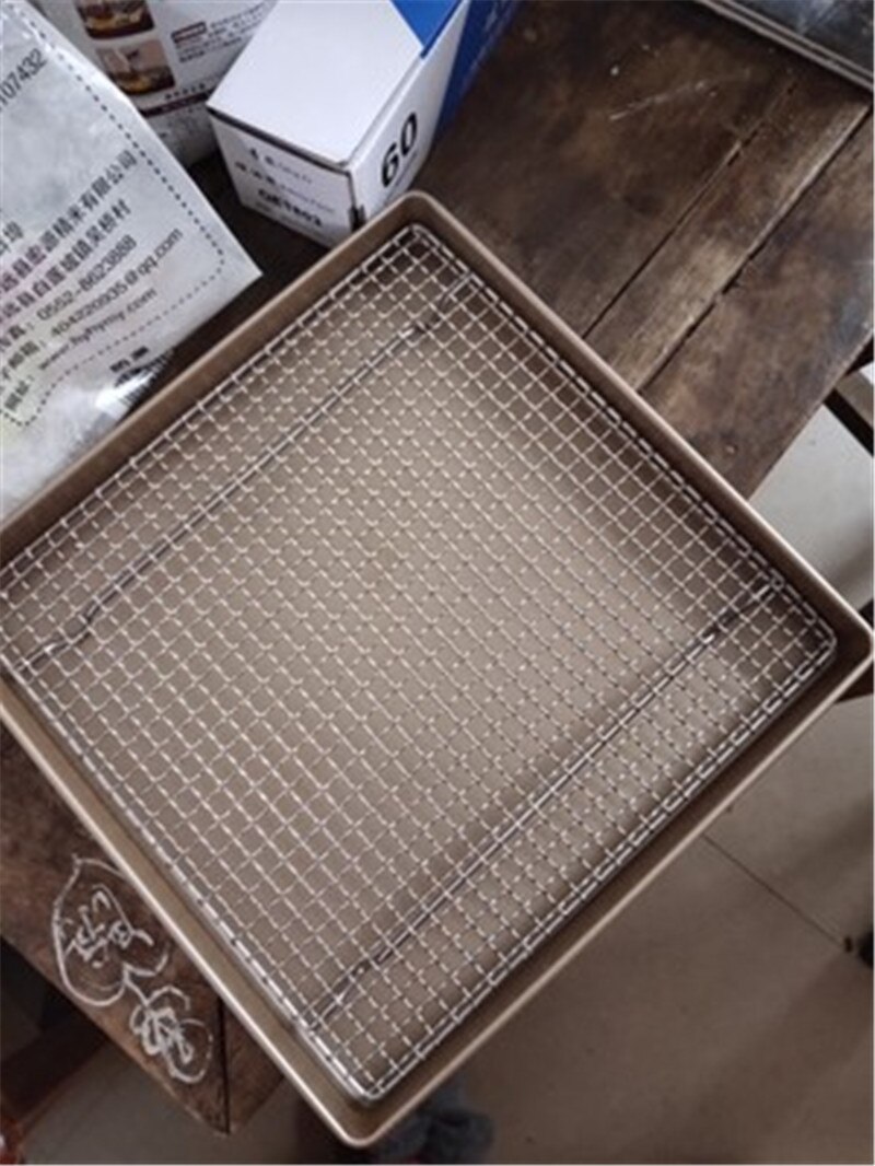 bbq meshes stainless steel barbecue net BBQ grill Mesh Rectangular Baking Tool with Foot Drainage Cake Drying Mesh Frame