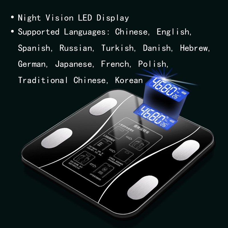 Body Weight Scale BMI Scale Balance Smart Electronic Scale Bath Scales Household LED Digital Weighing Scale