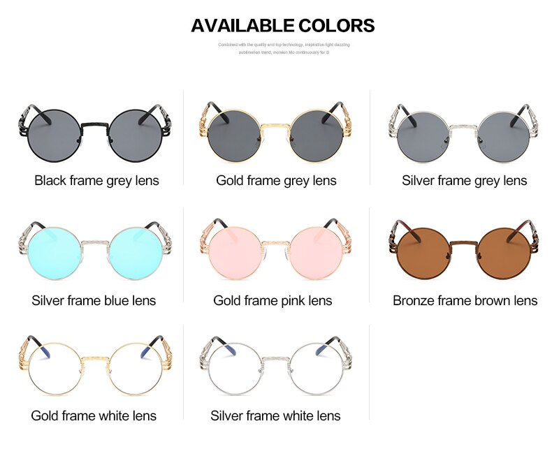 Sunglasses Men Metal Round Shades Male Clear Sun Glasses For Women Hip Hop Steam Punk Sunglasses for women men