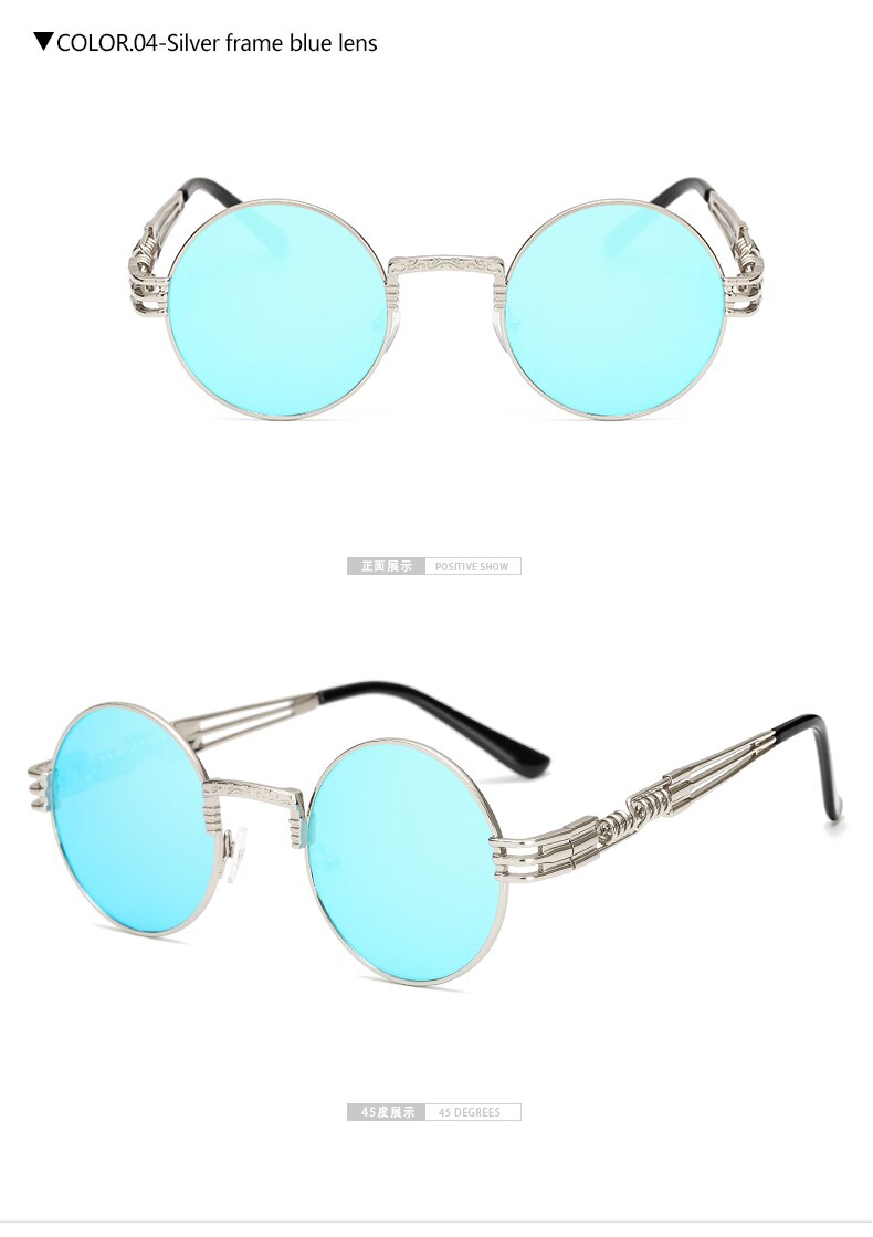 Sunglasses Men Metal Round Shades Male Clear Sun Glasses For Women Hip Hop Steam Punk Sunglasses for women men