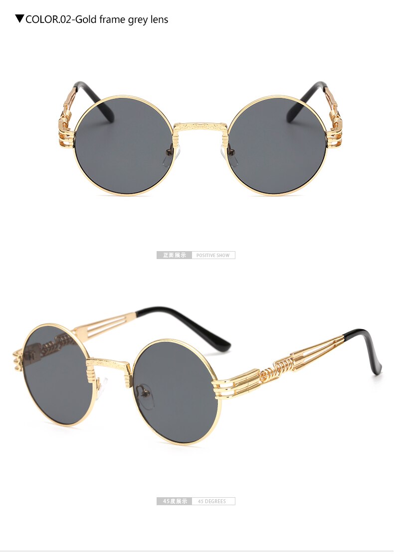 Sunglasses Men Metal Round Shades Male Clear Sun Glasses For Women Hip Hop Steam Punk Sunglasses for women men